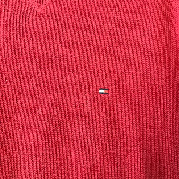 Vtg Tommy Hilfiger Brick Red Cardigan Sweater Cotton Mens Size Small S/P Solid - Picture 6 of 12